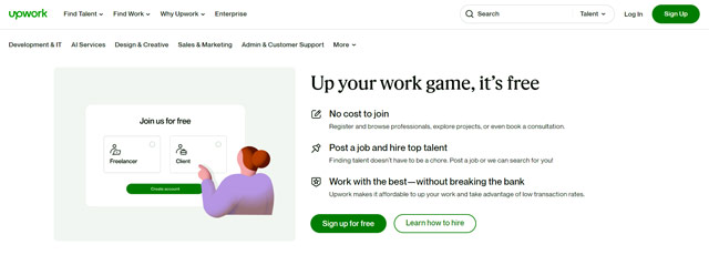 screenshot of Upwork outsourcing platform 