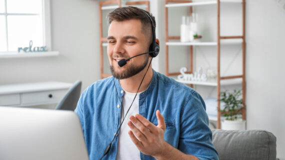 cheerful customer service man